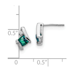 EM7398-CA-003-SSA Sterling Silver Antique Cushion Cr. Alexandrite and Diamond Earrings