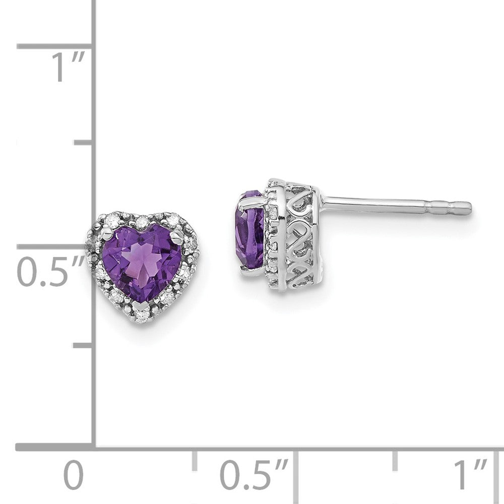 EM7400-AM-010-SSA Sterling Silver Rhodium-plated Amethyst and Diamond Earrings