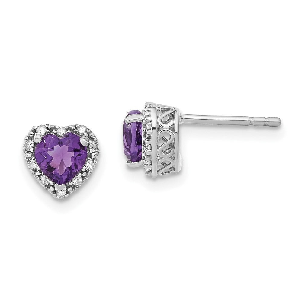 EM7400-AM-010-SSA Sterling Silver Rhodium-plated Amethyst and Diamond Earrings