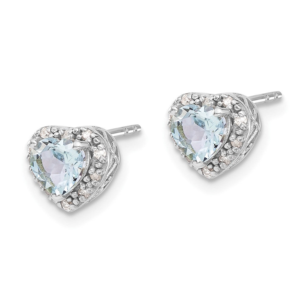 EM7400-AQ-010-SSA Sterling Silver Rhodium-plated Aquamarine and Diamond Earrings