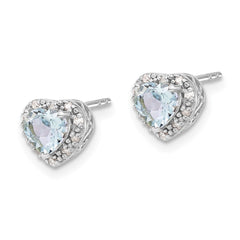 EM7400-AQ-010-SSA Sterling Silver Rhodium-plated Aquamarine and Diamond Earrings