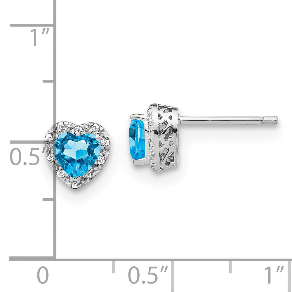 EM7400-BT-010-SSA Sterling Silver Rhodium-plated Blue Topaz and Diamond Earrings