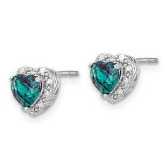 EM7400-CA-010-SSA Sterling Silver Rhodium-plated Created Alexandrite/Diamond Earrings