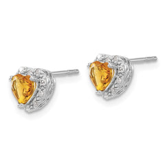 EM7400-CI-010-SSA Sterling Silver Rhodium-plated Citrine and Diamond Earrings