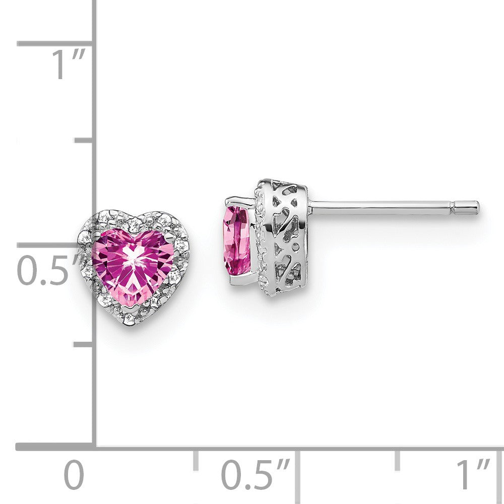 EM7400-CPS-010-SSA Sterling Silver Rhod-plated Created Pink Sapphire/Diamond Earrings