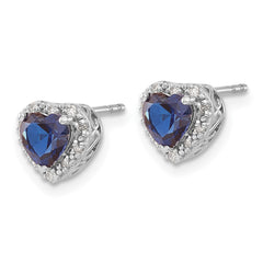 EM7400-CSA-010-SSA Sterling Silver Rhodium-plated Created Sapphire and Diamond Earrings