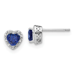 EM7400-CSA-010-SSA Sterling Silver Rhodium-plated Created Sapphire and Diamond Earrings