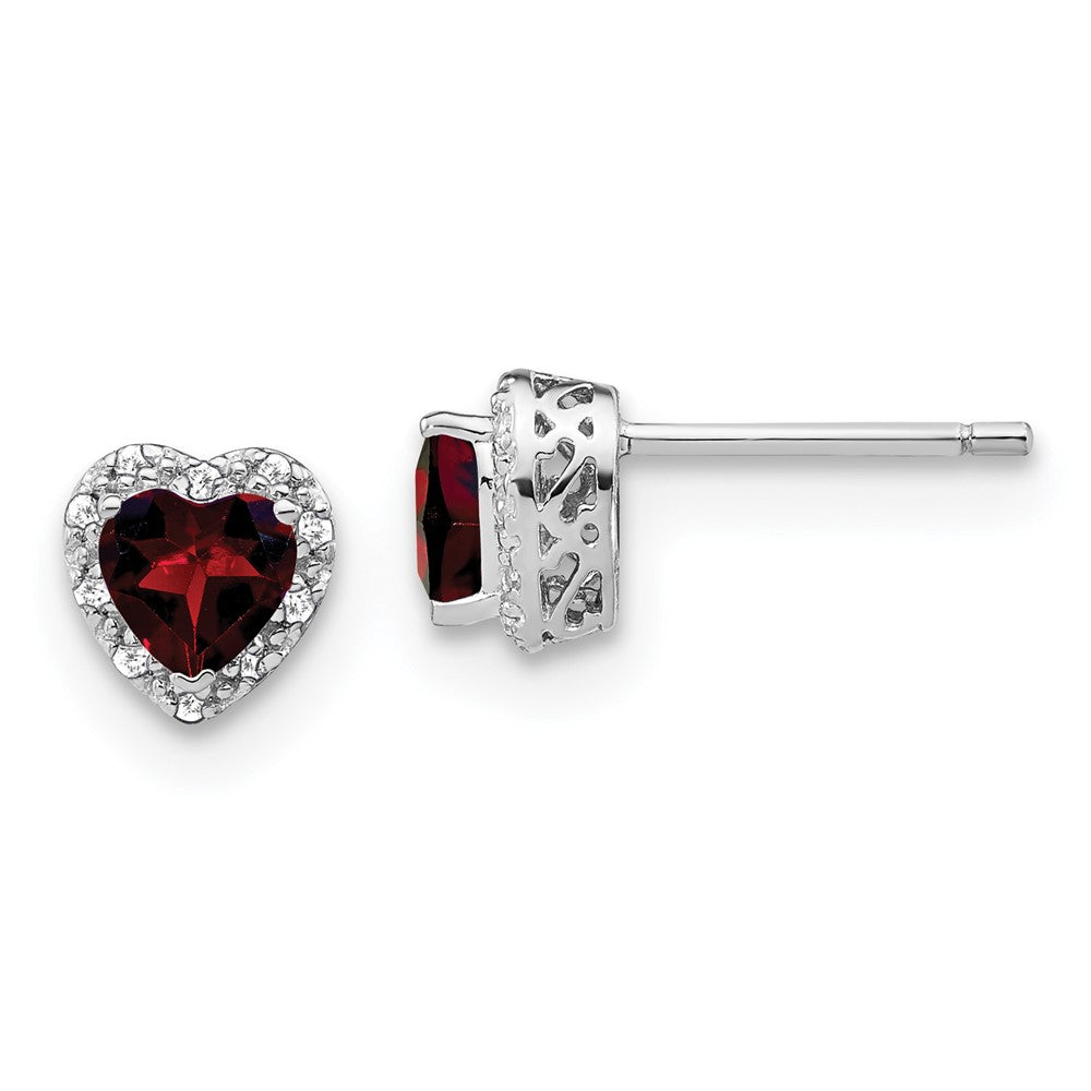 EM7400-GA-010-SSA Sterling Silver Rhodium-plated Garnet and Diamond Earrings