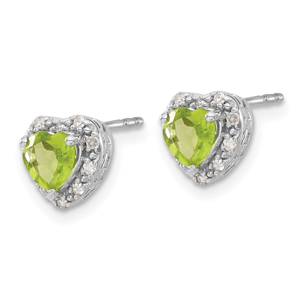 EM7400-PE-010-SSA Sterling Silver Rhodium-plated Peridot and Diamond Earrings