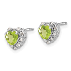 EM7400-PE-010-SSA Sterling Silver Rhodium-plated Peridot and Diamond Earrings