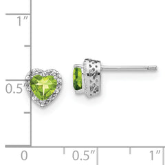 EM7400-PE-010-SSA Sterling Silver Rhodium-plated Peridot and Diamond Earrings