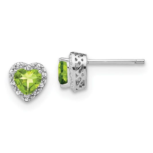 EM7400-PE-010-SSA Sterling Silver Rhodium-plated Peridot and Diamond Earrings