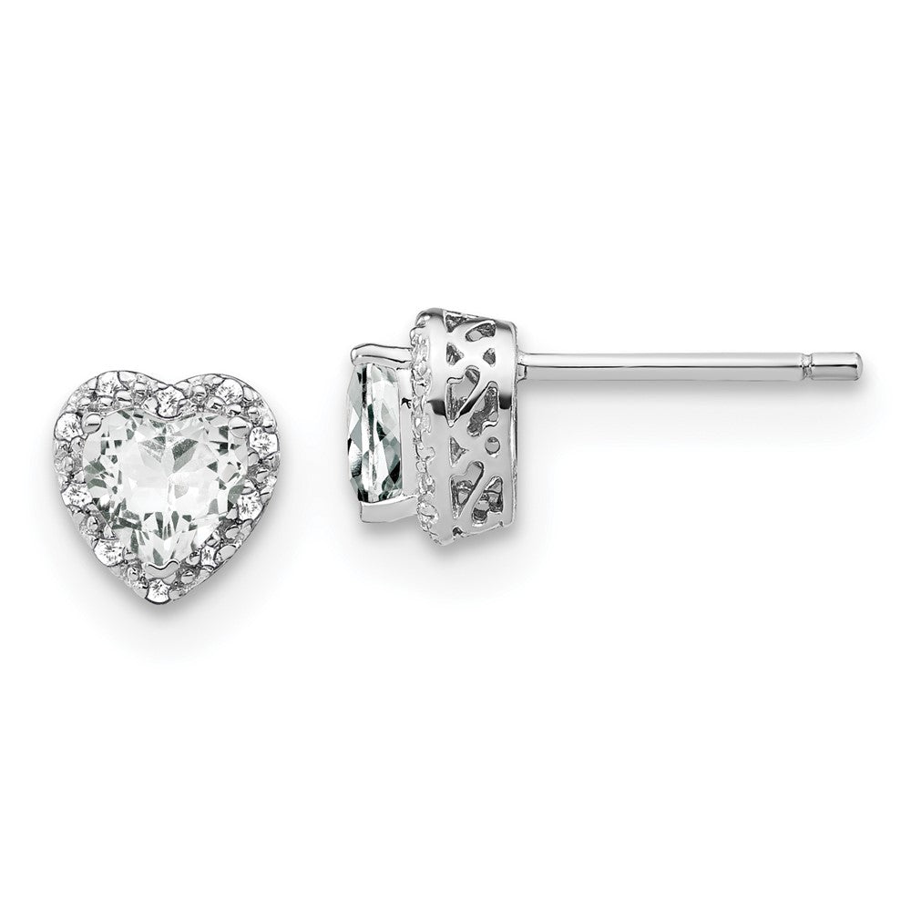 EM7400-WT-010-SSA Sterling Silver Rhodium-plated White Topaz and Diamond Earrings