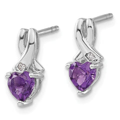 EM7401-AM-002-SSA Sterling Silver Rhodium-plated Amethyst and Diamond Earrings