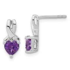EM7401-AM-002-SSA Sterling Silver Rhodium-plated Amethyst and Diamond Earrings