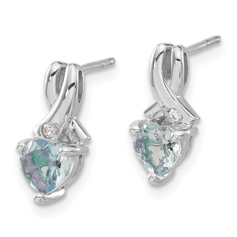 EM7401-AQ-002-SSA Sterling Silver Rhodium-plated Aquamarine and Diamond Earrings