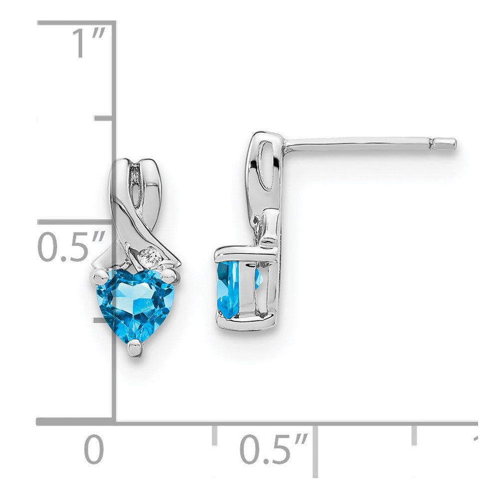 EM7401-BT-002-SSA Sterling Silver Rhodium-plated Blue Topaz and Diamond Earrings