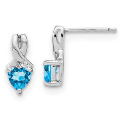 EM7401-BT-002-SSA Sterling Silver Rhodium-plated Blue Topaz and Diamond Earrings