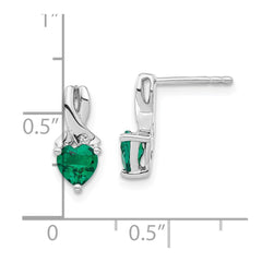 EM7401-CEM-002-SSA Sterling Silver Rhodium-plated Created Emerald and Diamond Earrings
