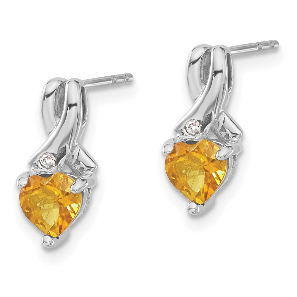 EM7401-CI-002-SSA Sterling Silver Rhodium-plated Citrine and Diamond Earrings