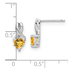 EM7401-CI-002-SSA Sterling Silver Rhodium-plated Citrine and Diamond Earrings