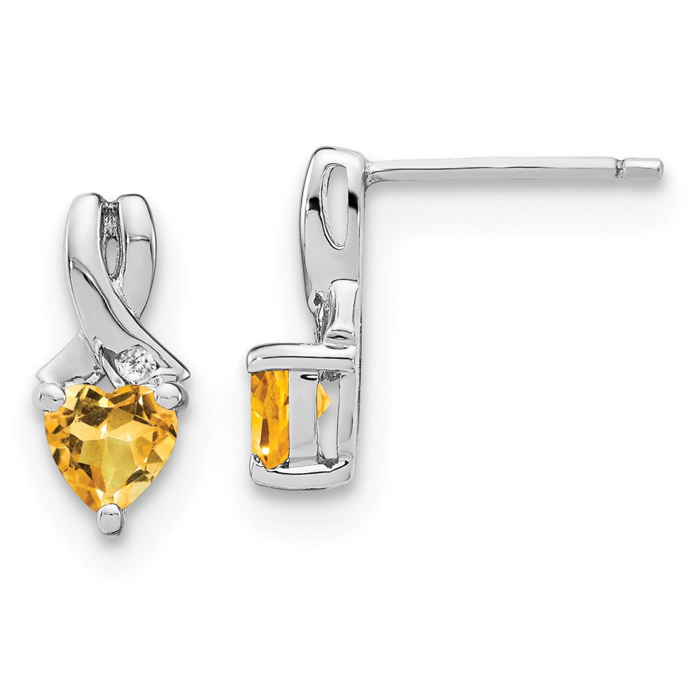 EM7401-CI-002-SSA Sterling Silver Rhodium-plated Citrine and Diamond Earrings
