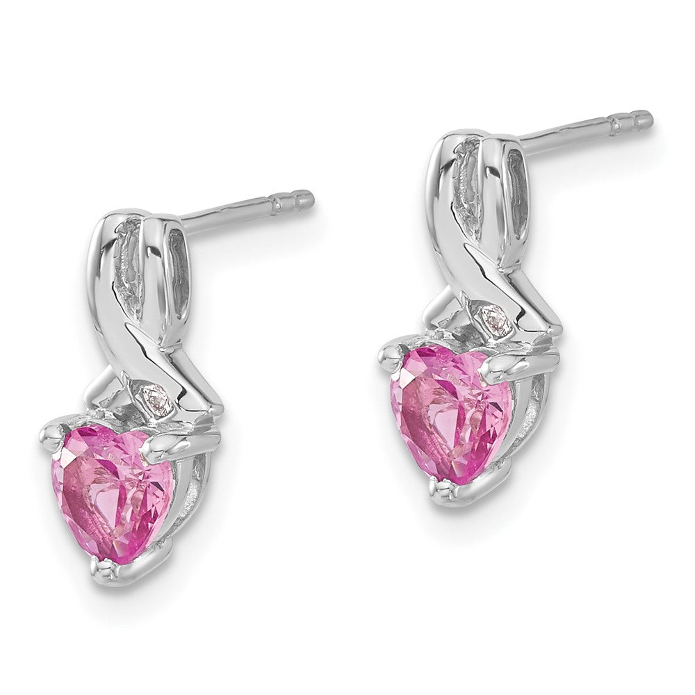 EM7401-CPS-002-SSA Sterling Silver Rhod-plated Created Pink Sapphire/Diamond Earrings