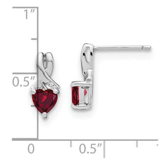 EM7401-CRU-002-SSA Sterling Silver Rhodium-plated Created Ruby and Diamond Earrings