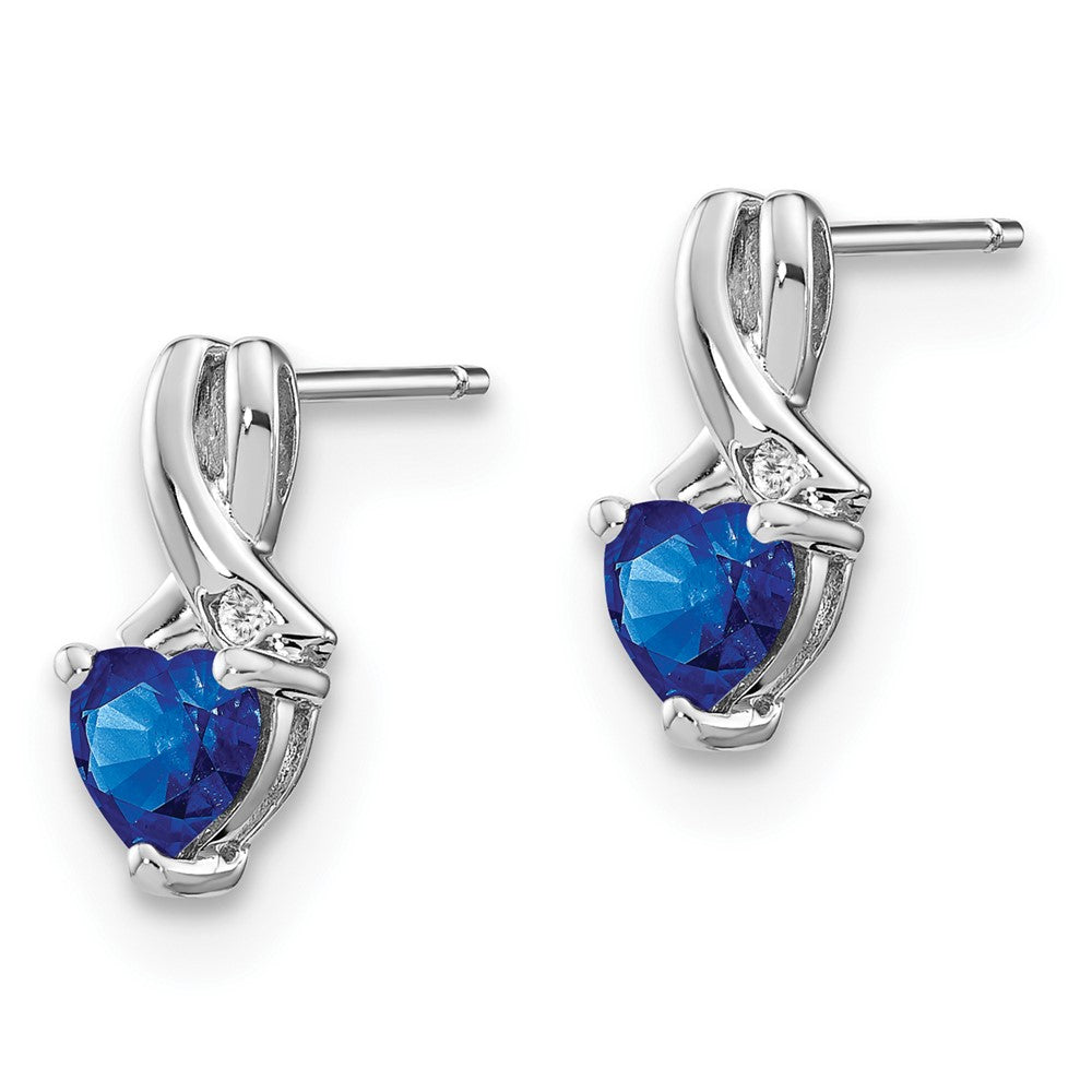 EM7401-CSA-002-SSA Sterling Silver Rhodium-plated Created Sapphire and Diamond Earrings