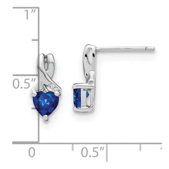 EM7401-CSA-002-SSA Sterling Silver Rhodium-plated Created Sapphire and Diamond Earrings