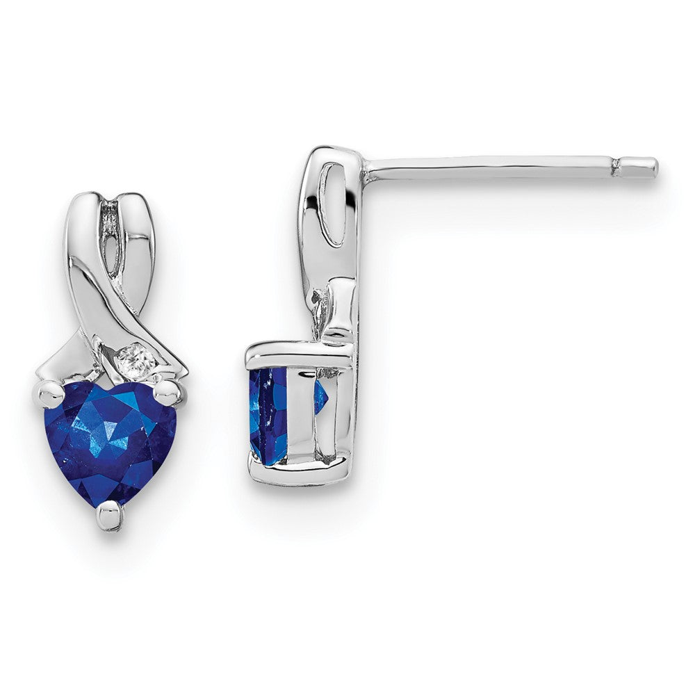 EM7401-CSA-002-SSA Sterling Silver Rhodium-plated Created Sapphire and Diamond Earrings