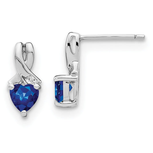 EM7401-CSA-002-SSA Sterling Silver Rhodium-plated Created Sapphire and Diamond Earrings