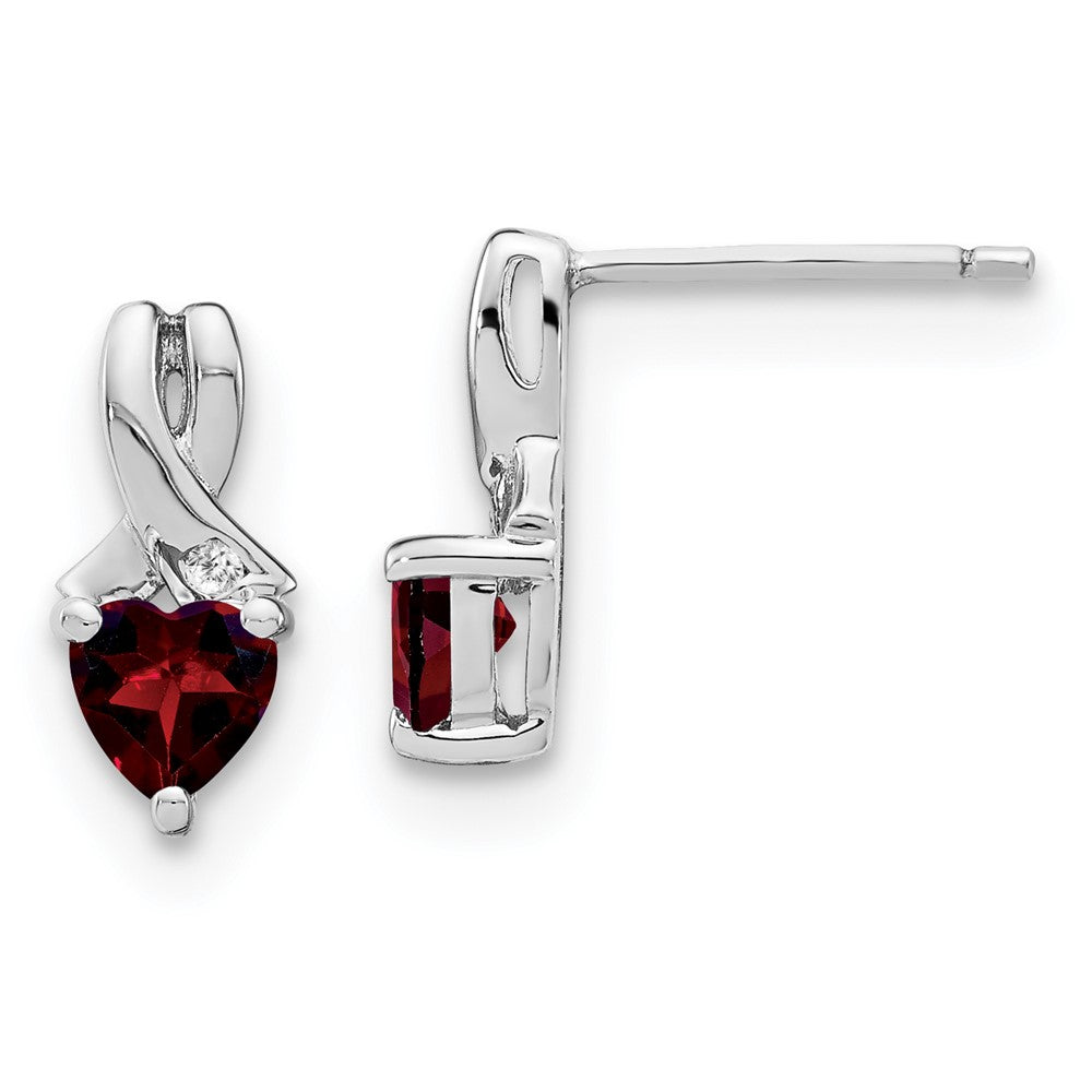 EM7401-GA-002-SSA Sterling Silver Rhodium-plated Garnet and Diamond Earrings