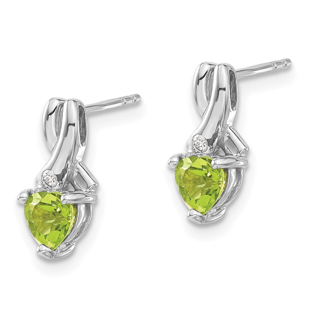 EM7401-PE-002-SSA Sterling Silver Rhodium-plated Peridot and Diamond Earrings