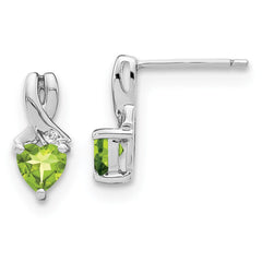 EM7401-PE-002-SSA Sterling Silver Rhodium-plated Peridot and Diamond Earrings