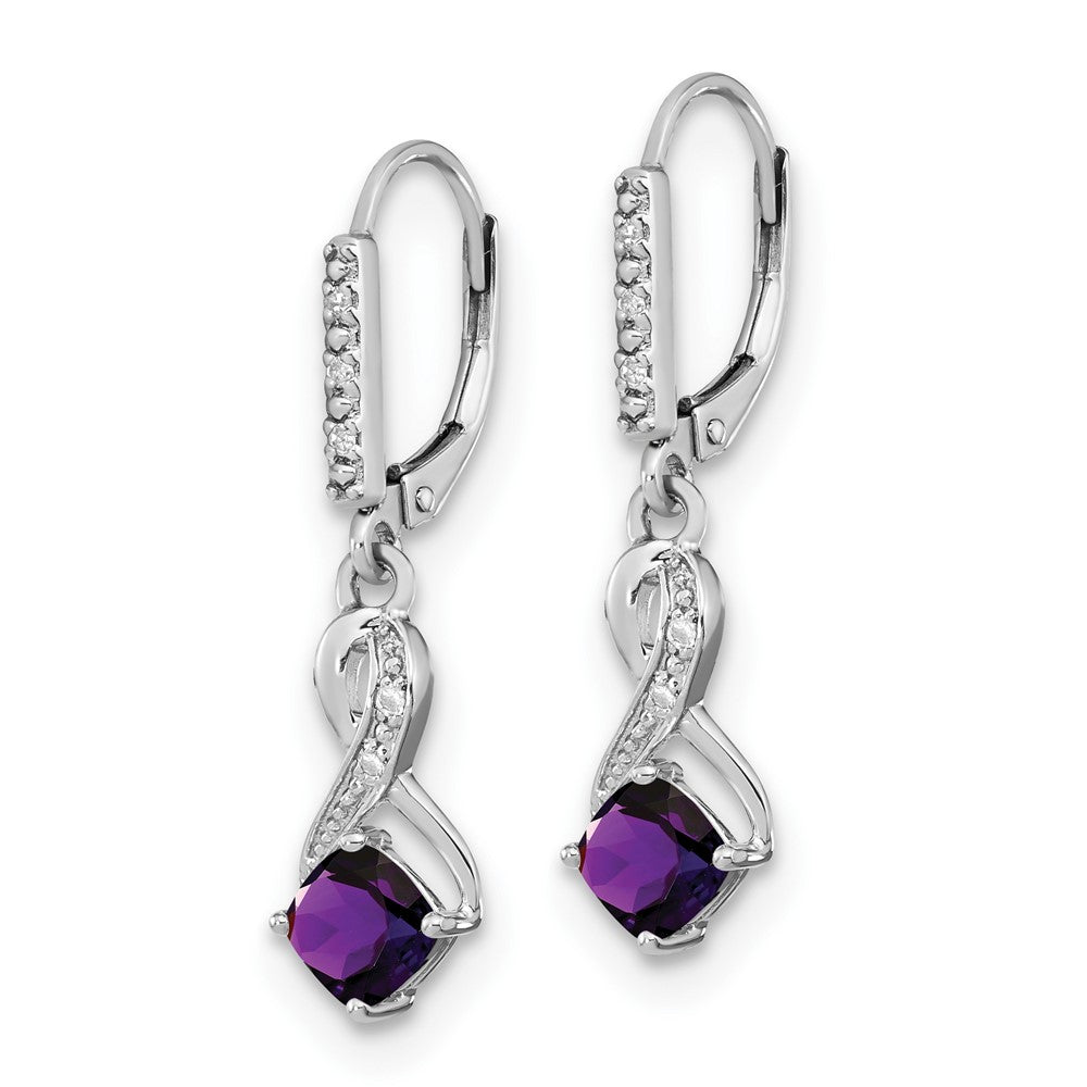EM7402-AM-006-SSA Sterling Silver Rhodium-plated Amethyst and Diamond Earrings