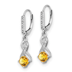 EM7402-CI-006-SSA Sterling Silver Rhodium-plated Citrine and Diamond Earrings