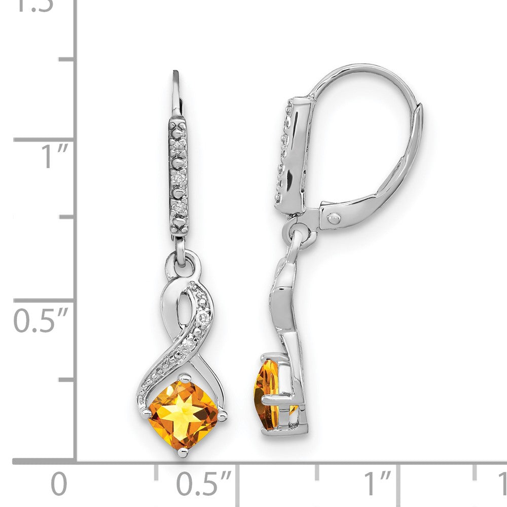 EM7402-CI-006-SSA Sterling Silver Rhodium-plated Citrine and Diamond Earrings