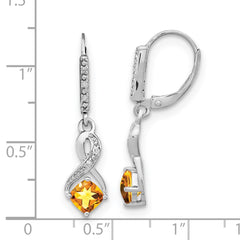EM7402-CI-006-SSA Sterling Silver Rhodium-plated Citrine and Diamond Earrings