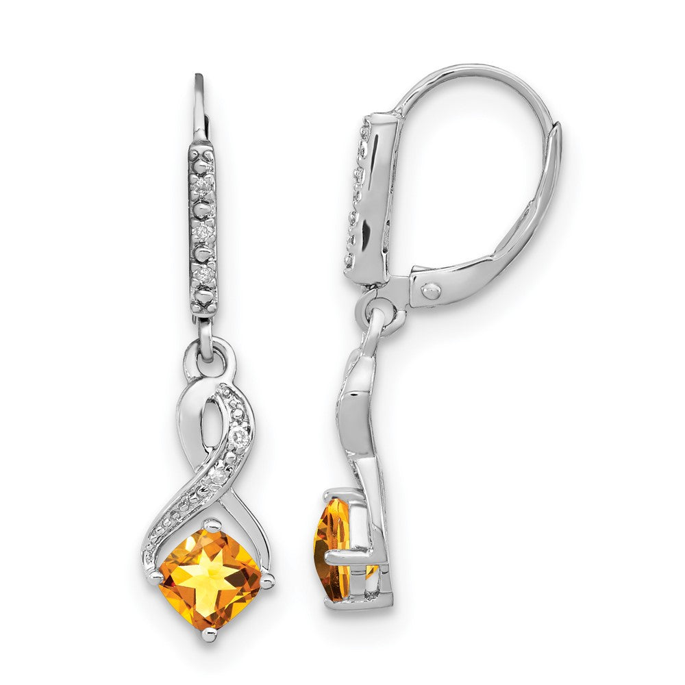 EM7402-CI-006-SSA Sterling Silver Rhodium-plated Citrine and Diamond Earrings