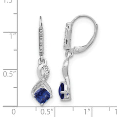 EM7402-CSA-006-SSA Sterling Silver Rhodium-plated Created Sapphire and Diamond Earrings