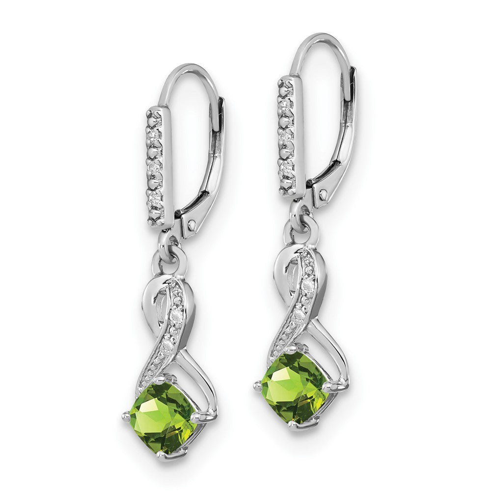 EM7402-PE-006-SSA Sterling Silver Rhodium-plated Peridot and Diamond Earrings