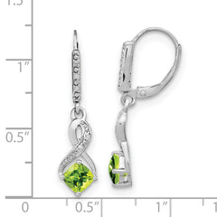EM7402-PE-006-SSA Sterling Silver Rhodium-plated Peridot and Diamond Earrings