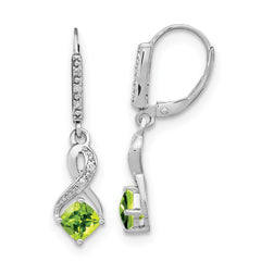 EM7402-PE-006-SSA Sterling Silver Rhodium-plated Peridot and Diamond Earrings