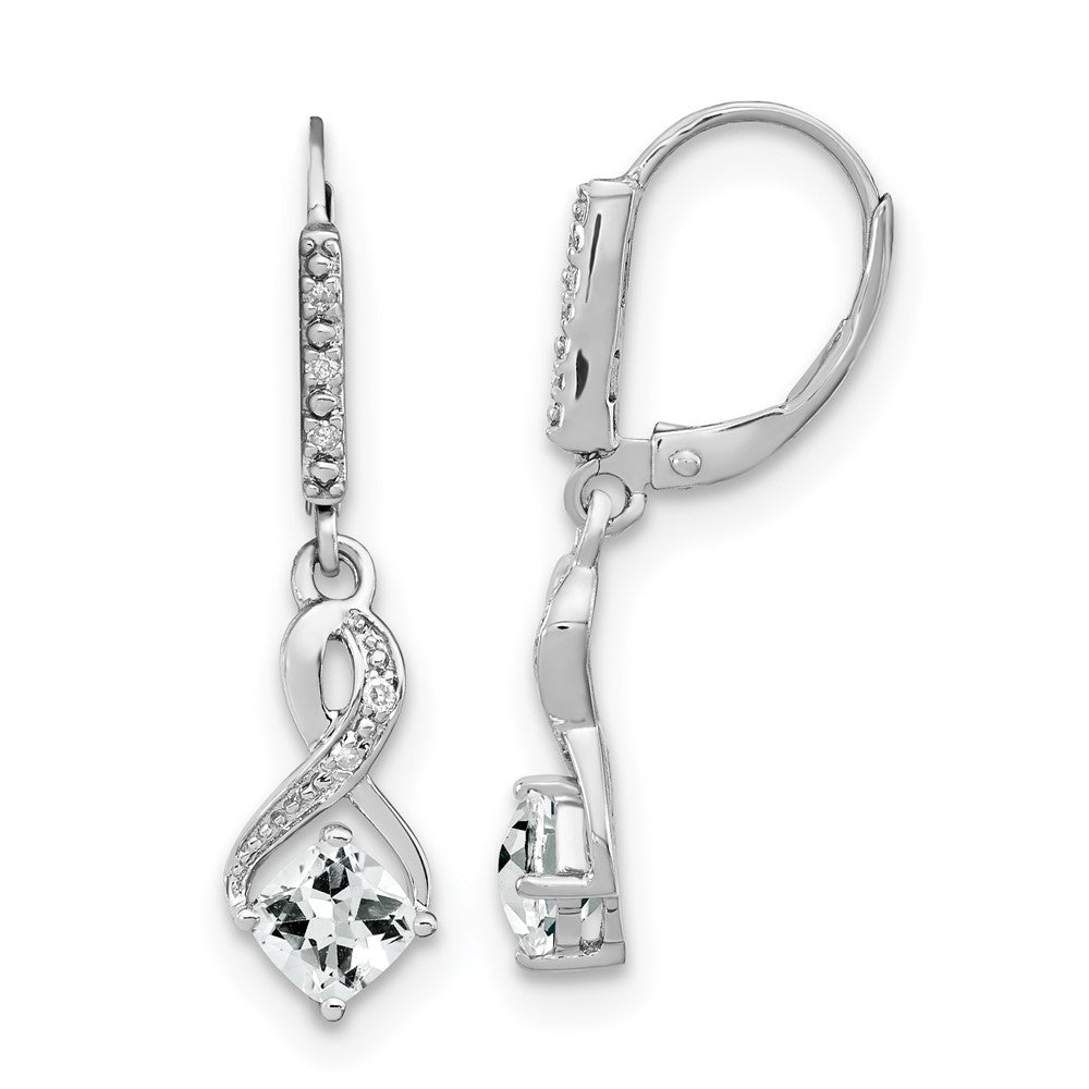 EM7402-WT-006-SSA Sterling Silver Rhodium-plated White Topaz and Diamond Earrings