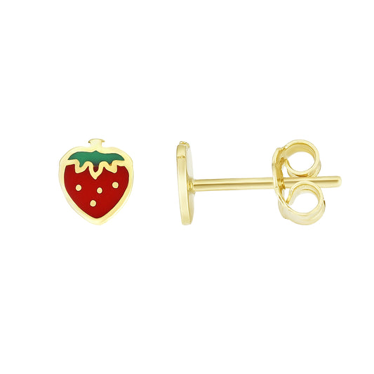 Yellow Gold Enamel Children's Jewelry Earring