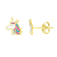 Yellow Gold Enamel Children's Jewelry Earring