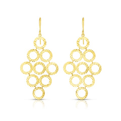 Yellow Gold Diamond Cut/ Textured Chandelier Earring