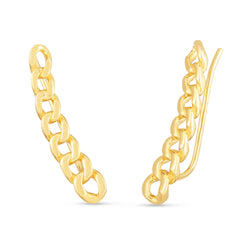 Yellow Gold Polished Curb Link Fashion Earring