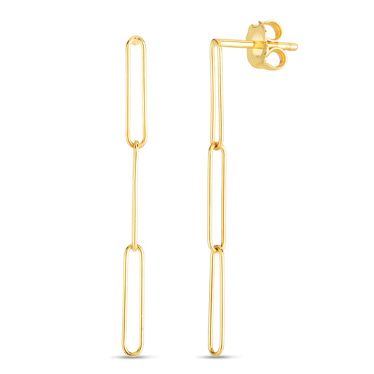 Yellow Gold Polished Paperclip Fashion Earring